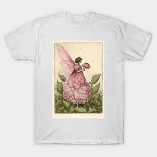 Peony Fairy Vintage Watercolor Flower Design T-Shirt